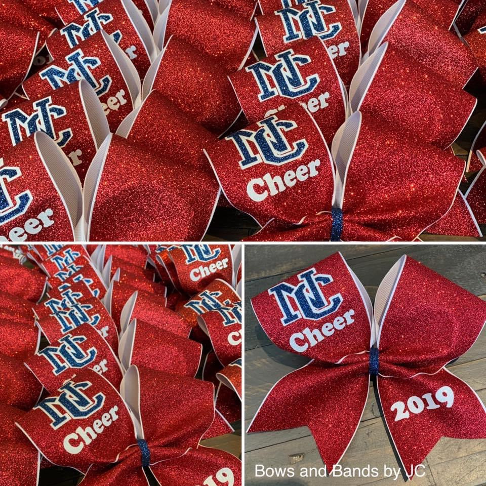 Logo and year glitter cheer bow