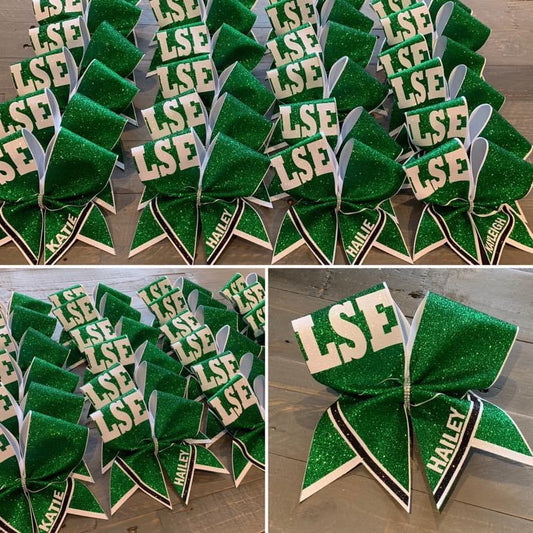 3 color glitter team name & name cheer bow