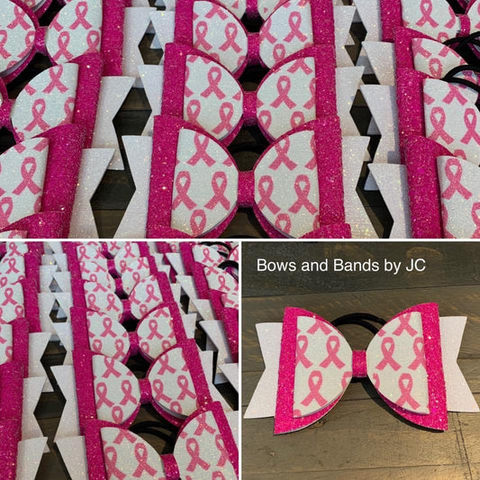 October breast cancer cheer bow, Dolly Bow