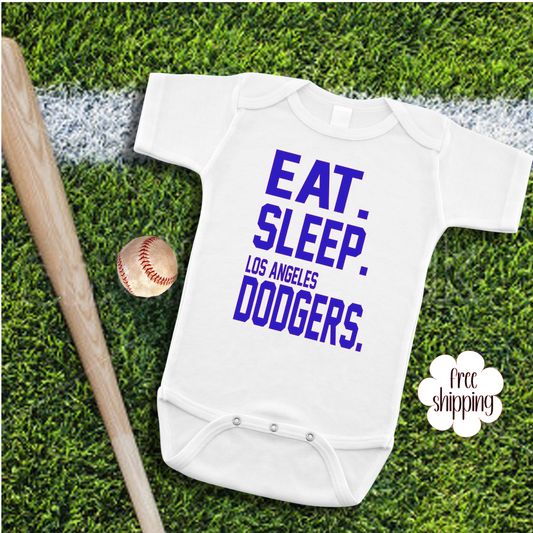 Eat Sleep Baseball baby bodysuit, LA Baseball
