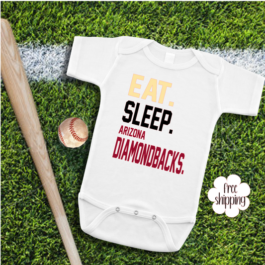 Eat Sleep Baseball baby bodysuit, Arizona Baseball