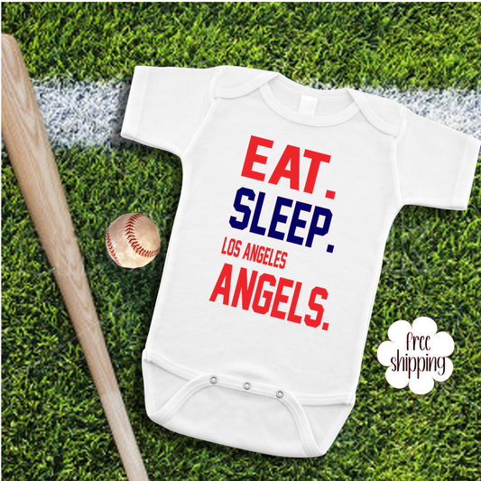 Eat Sleep Baseball baby bodysuit, LA Baseball