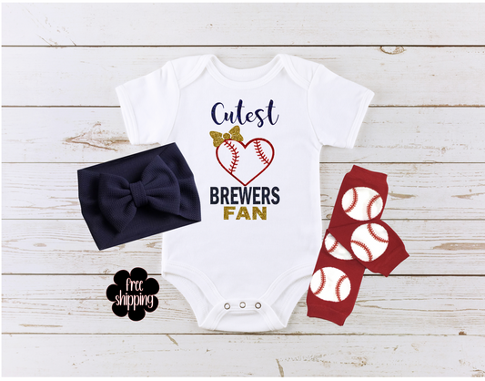 Cutest Baseball Fan baby bodysuit, Milwaukee Baseball