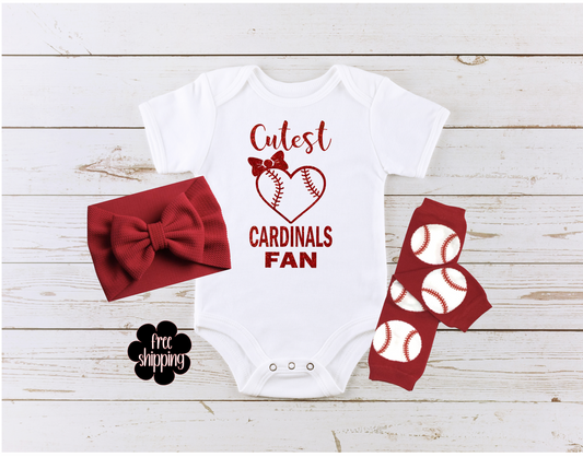 Cutest Baseball Fan baby bodysuit, St. Louis Baseball