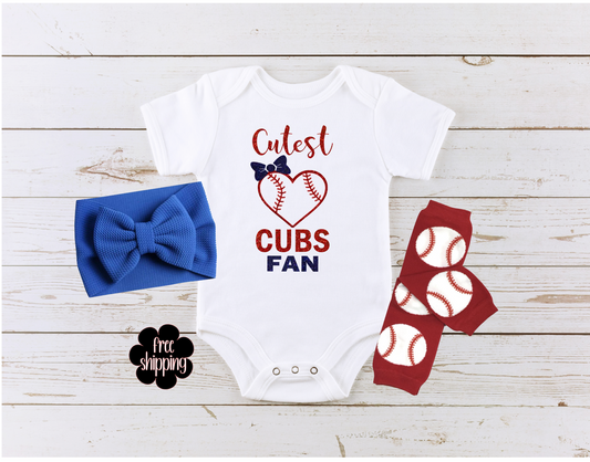 Cutest Baseball Fan baby bodysuit, Chicago baseball