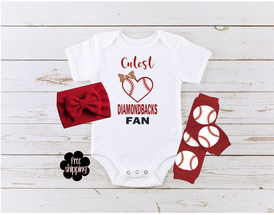 Cutest Baseball Fan baby bodysuit, Arizona Baseball