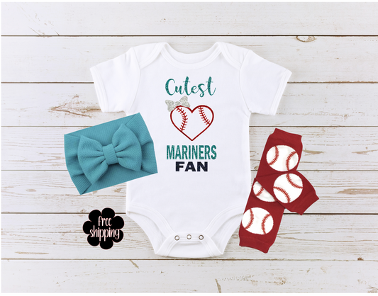 Cutest Baseball Fan baby bodysuit, Seattle Baseball