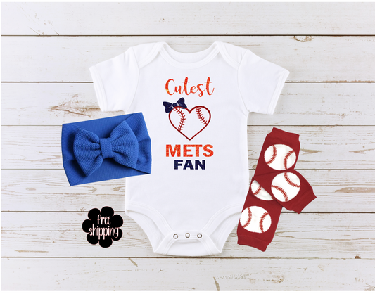 Cutest Baseball Fan baby bodysuit, NY Baseball