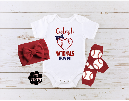 Cutest Baseball Fan baby bodysuit, Washington Baseball