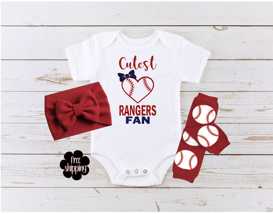 Cutest Baseball Fan baby bodysuit, Texas Baseball