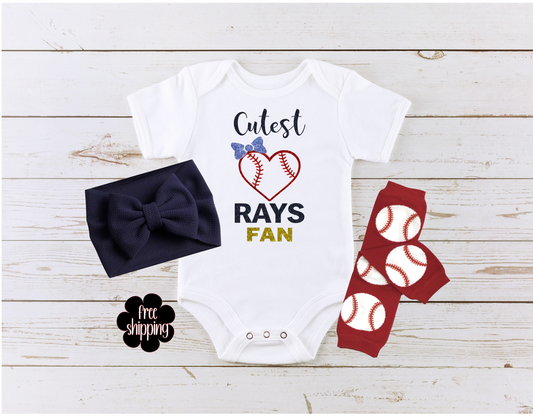 Cutest Baseball Fan baby bodysuit, Tampa Bay Baseball