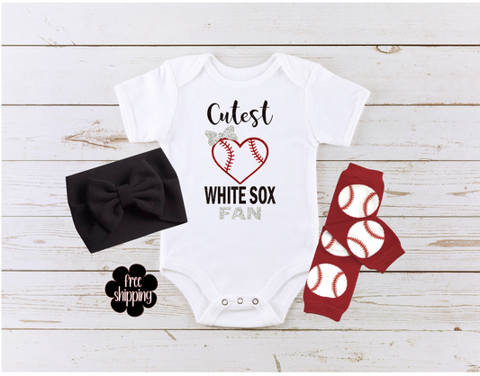 Cutest Baseball Fan baby bodysuit, Chicago Baseball