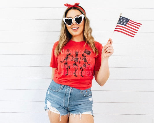 4th of July Skeletons adult unisex shirt