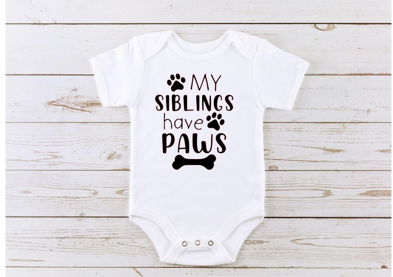 My Siblings have Paws baby bodysuit