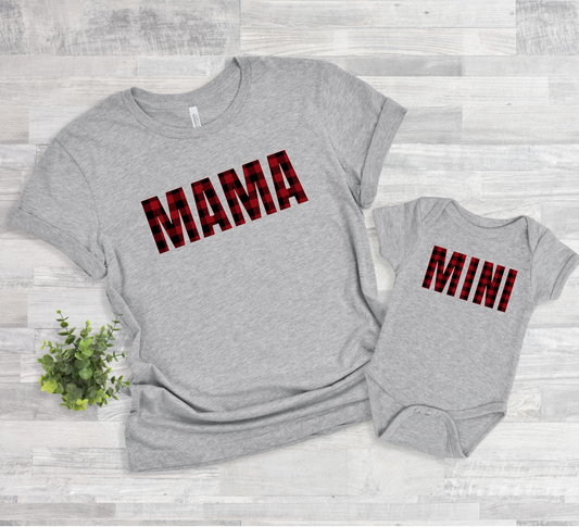 Mama and Mini plaid unisex family shirt set