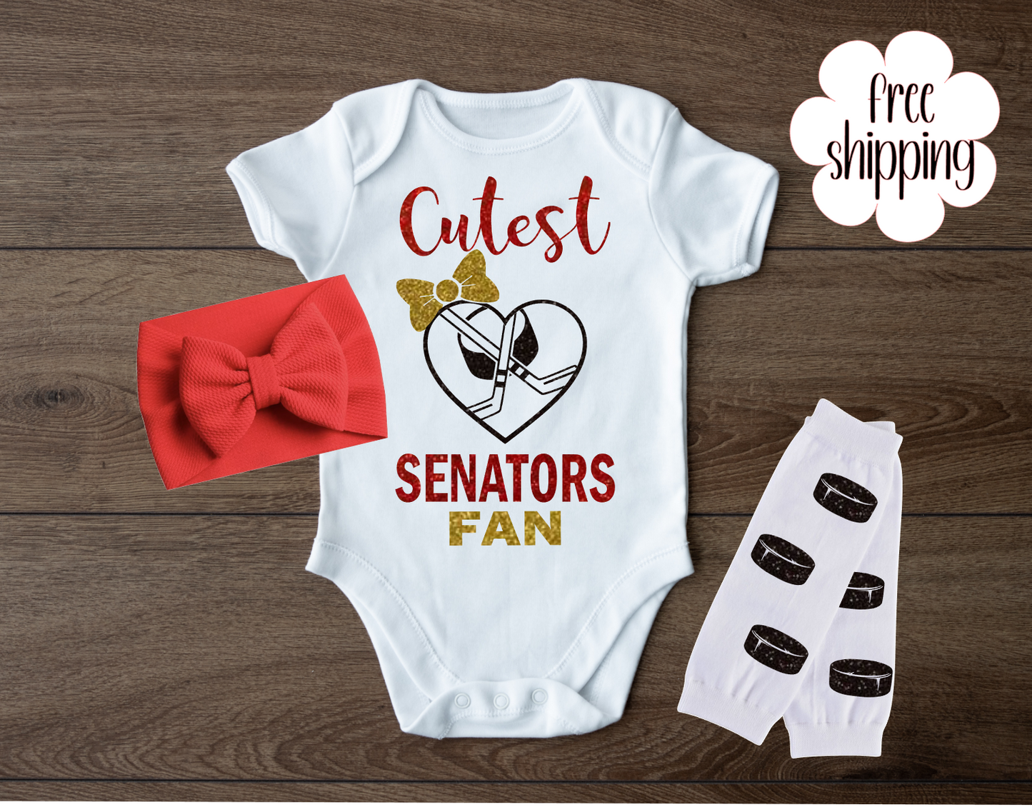 Cutest Hockey Fan baby bodysuit, Ottawa Hockey