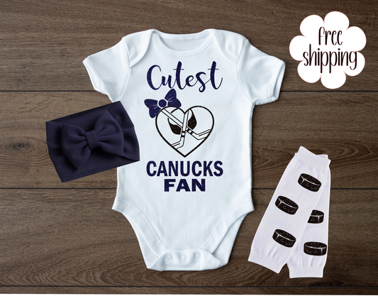 Cutest Hockey Fan baby bodysuit, Vancouver Hockey