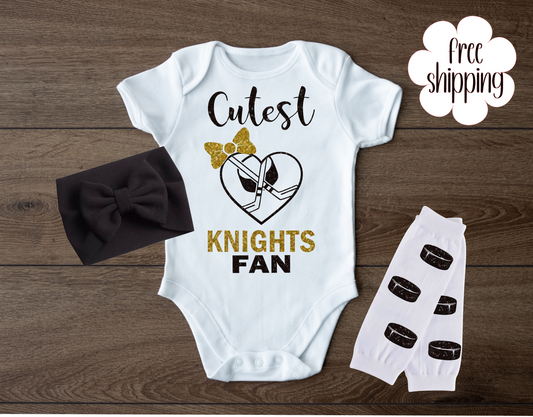 Cutest Hockey Fan baby bodysuit, Vegas Hockey