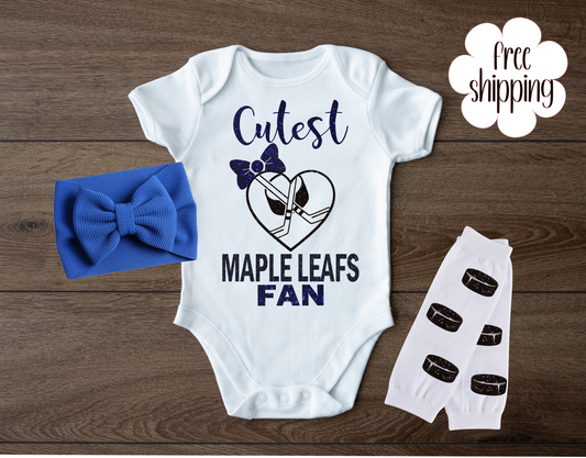 Cutest Hockey Fan baby bodysuit, Toronto Hockey