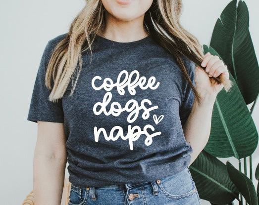 Coffee Dogs Naps  adult unisex shirt