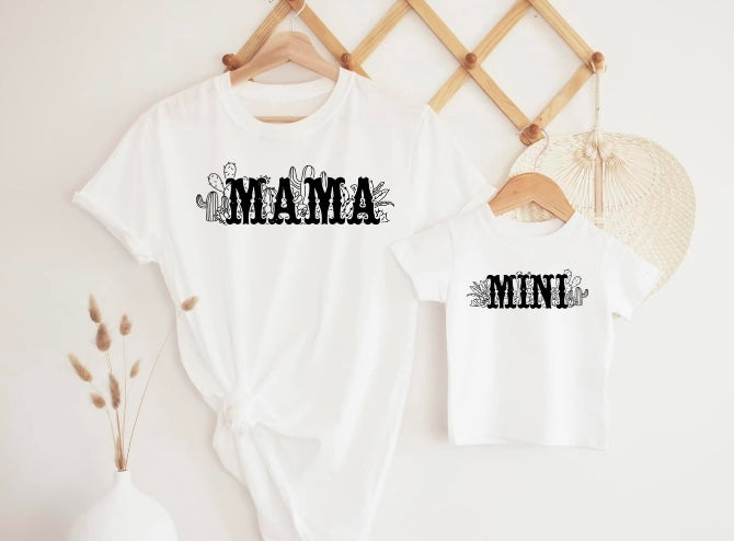 Mama and Mini Cactus unisex family shirt set