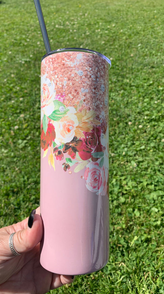 Mauve Floral 20 oz Tumbler