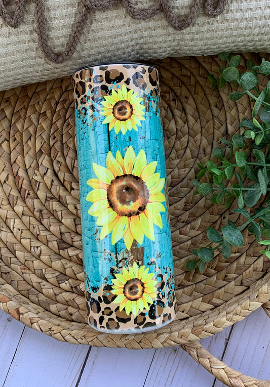 Sunflower Turquoise 20 oz Tumbler